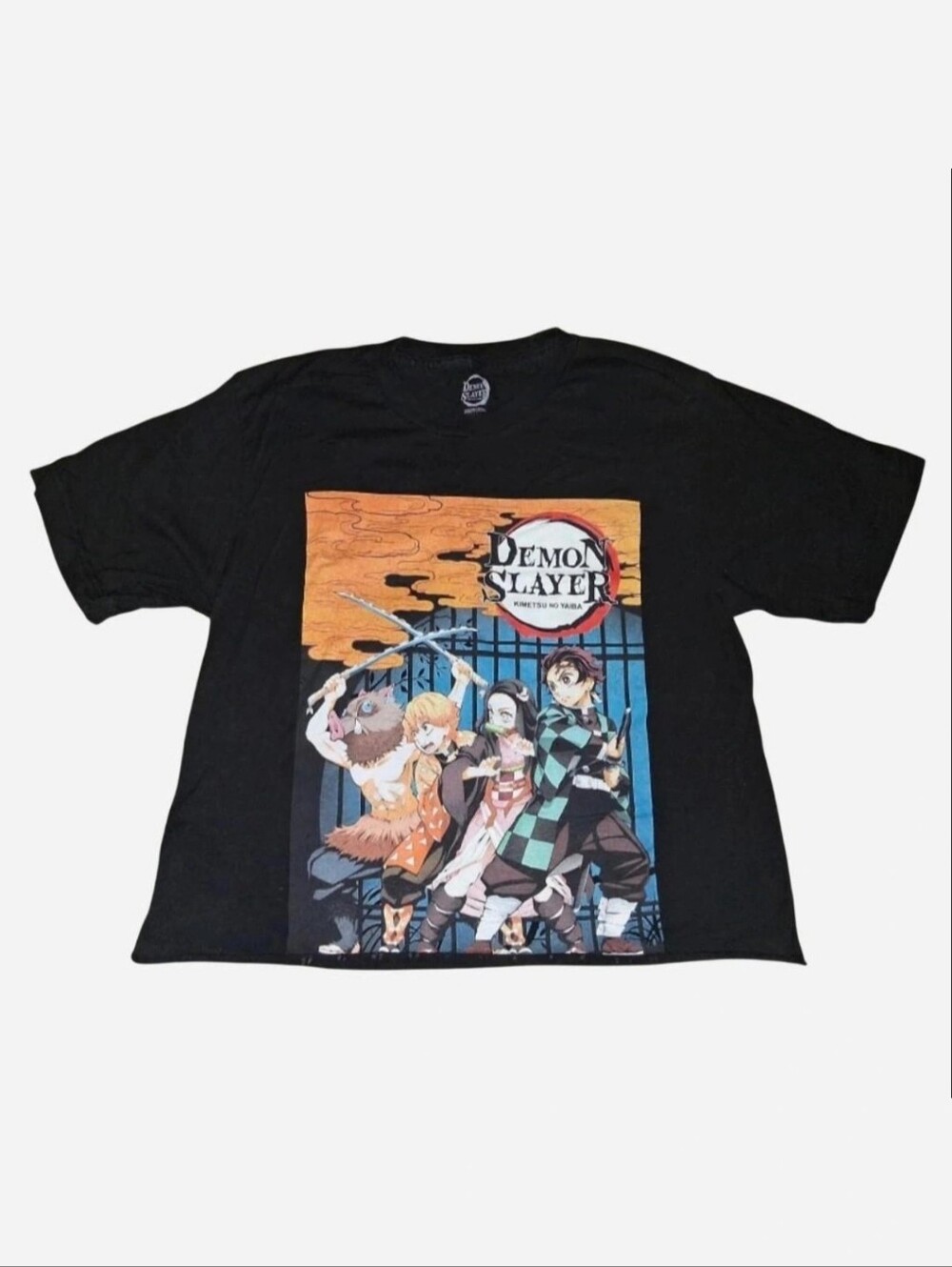 S | Demon Slayer Kimetsu No Yaiba cropped black t-shirt